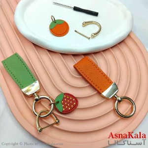 جاکلیدی مدل چرمی توت فرنگی کد HAIR13985W