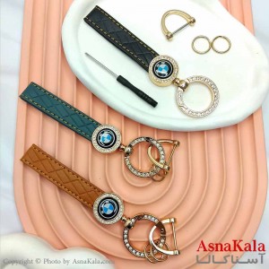 جاکلیدی چرمی نگینی مدل بی ام و کد HAIR13994W