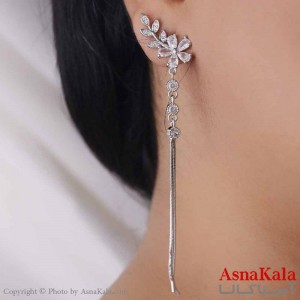 گوشواره آویز زنانه مدل گل نگینی استیل 316 کد GSH15626W