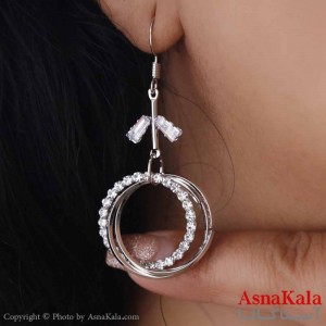 گوشواره آویز زنانه مدل حلقه نگینی استیل 316 کد GSH15627W