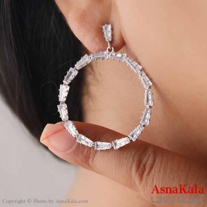 گوشواره آویز زنانه مدل حلقه درخشان استیل 316 کد GSH15629W