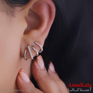 گوشواره ایرکاف چنگکی دخترانه نگینی استیل 316 کد GSH15635W