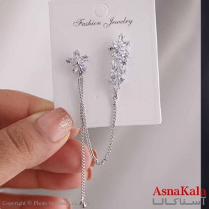 گوشواره دخترانه مدل ایرکاف گل بخیه استیل 316 کد GSH15636W