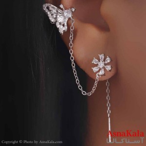 گوشواره آویزی دخترانه مینیمال مدل ایرکاف شکوفه استیل 316 کد GSH15654W