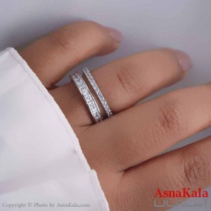 انگشتر زنانه استیل مدل دو لاین نگینی کد ANG19663W