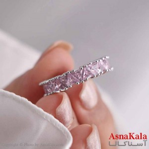 انگشتر زنانه استیل مدل نگین صورتی کد ANG19665W