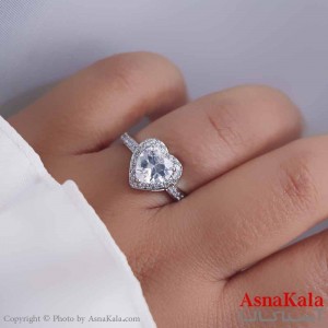 انگشتر زنانه استیل مدل تک نگین قلبی کد ANG19667W