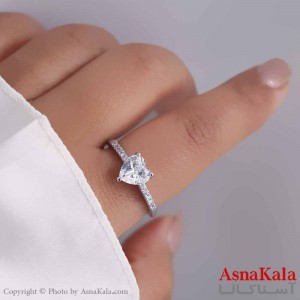 انگشتر زنانه استیل مدل قلب سفید کد ANG19670W