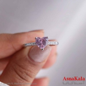 انگشتر زنانه استیل مدل قلب بنفش کد ANG19671W