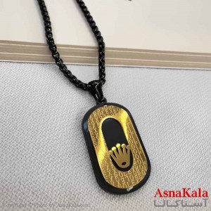گردنبند مردانه استیل مدل رولکس مشکی طلایی کد GNB16899W