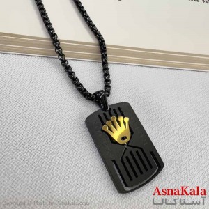 گردنبند مردانه استیل مدل رولکس مشکی  کد GNB16900W
