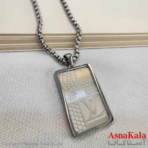 گردنبند مردانه استیل مدل لویی ویتون نقره ای کد GNB16910W