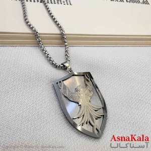 گردنبند مردانه استیل مدل ققنوس نقره ای کد GNB16913W