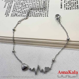 دستبند دخترانه مینیمال مدل ضربان نقره ای  کد DSB18624W