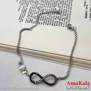 دستبند دخترانه مینیمال مدل بینهایت نقره ای   کد DSB18626W