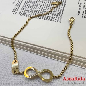 دستبند دخترانه مینیمال مدل بینهایت طلایی   کد DSB18627W