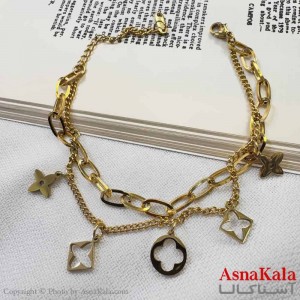 دستبند دخترانه مینیمال مدل دو لاین لویی ویتون کد DSB18632W