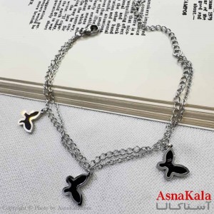دستبند دخترانه مینیمال مدل دولاین پروانه کد DSB18639W