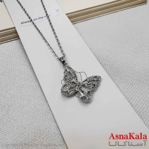 گردنبند دخترانه استیل316 مدل  پروانه نگینی کد GNB16945W