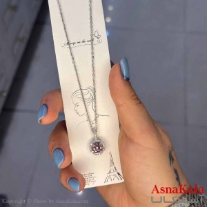 گردنبند دخترانه استیل316 مدل  تک نگین صورتی کد GNB16948W