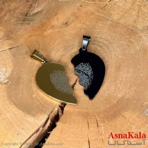 گردنبند ست دونفره  دوتیکه مدل اثر انگشت کد GNB16964W