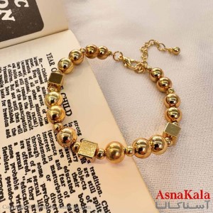 دستبند دخترانه مینیمال مدل مروارید طلایی کد DSB18647W