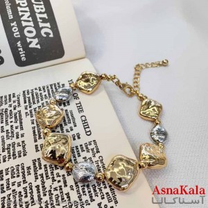 دستبند دخترانه مینیمال مدل سنگ طلایی کد DSB18650W