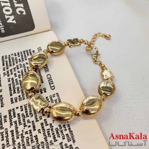 دستبند دخترانه مینیمال مدل بیضی طلایی کد DSB18651W