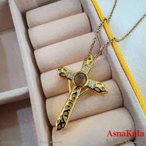 گردنبند تلسکوپی دوستت دارم به صد زبان دنیا طرح صلیب کد GNB16985W