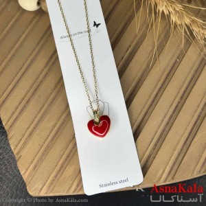 گردنبند دخترانه استیل316 مدل قلب قرمز کد GNB161024W
