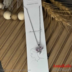 گردنبند دخترانه استیل316 مدل پاپیون نگینی کد GNB161028W