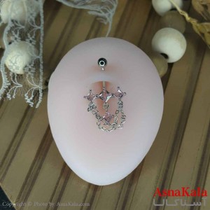 پیرسینگ استیل زنانه ناف مدل آویزی نگینی کد PR2303W
