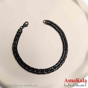 دستبند کارتیر مردانه مشکی براق 5 میل 21 سانتی متر کد DSB18691W