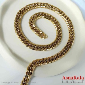 گردنبند مردانه و پسرانه استیل مدل کارتیر دوبل طلایی 12میل کد GNB161044W