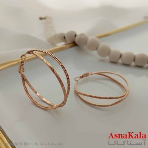 گوشواره حلقه ای زنانه مدل دو حلقه ژوپینگ کد GSH15691W