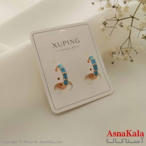 گوشواره آویزی زنانه مدل دایره ای آبی ژوپینگ کد GSH15696W