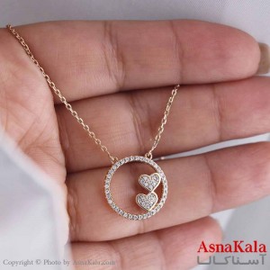 گردنبند ژوپینگ مینیمال دخترانه مدل حلقه قلب نگینی کد GNB161051W