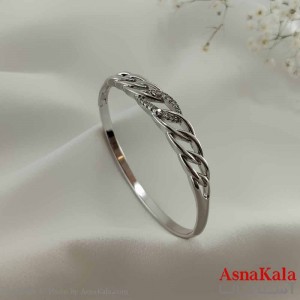 بنگل زنجیری نگینی نقره ای
