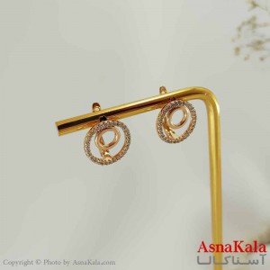 گوشواره حلقه ای زنانه مدل دایره نگینی ژوپینگ کد GSH15710W