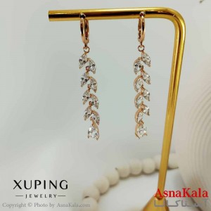 گوشواره آویزی زنانه مدل برگ نگینی ژوپینگ کد GSH15719W