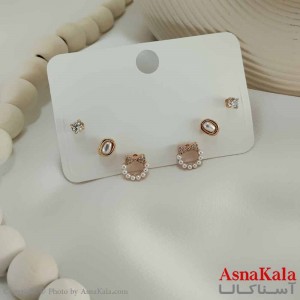 گوشواره زنانه ژوپینگ  پک 3 جفتی مدل مرواریدی کد GSH15750W