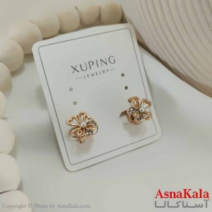 گوشواره حلقه ای زنانه مدل گل ژوپینگ کد GSH15761W