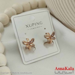 گوشواره حلقه ای زنانه مدل پروانه طلایی ژوپینگ کد GSH15766W