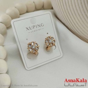 گوشواره حلقه ای زنانه مدل گل جواهری ژوپینگ کد GSH15771W
