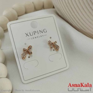 گوشواره میخی زنانه مدل پاپیون طلایی  ژوپینگ کد GSH15777W