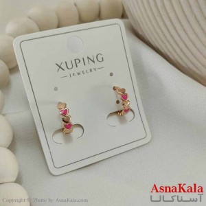 گوشواره حلقه ای زنانه مدل قلب صورتی ژوپینگ کد GSH15789W