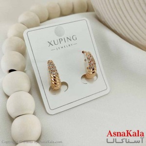 گوشواره حلقه ای زنانه مدل گرد نگینی ژوپینگ کد GSH15790W