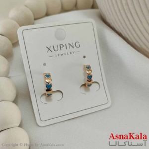 گوشواره حلقه ای زنانه مدل قلب آبی ژوپینگ کد GSH15791W