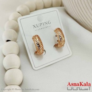 گوشواره حلقه ای زنانه مدل گرد طرحدار ژوپینگ کد GSH15793W