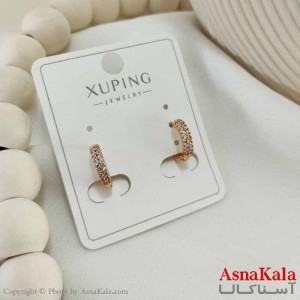 گوشواره حلقه ای زنانه مدل فول نگین ژوپینگ کد GSH15798W